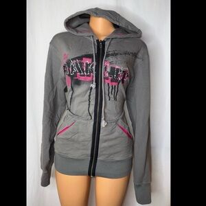 Gray and Pink Graphic Hoodie